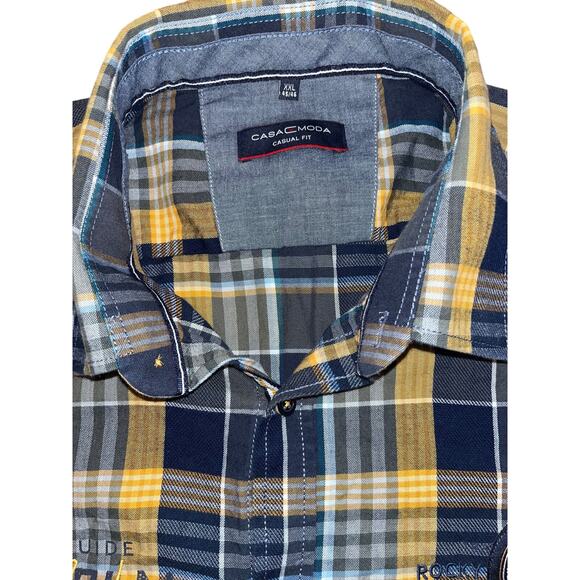 EUC Men's Casa Moda Casual Fit Shirt Size XXL Long Sleeve Plaid Pocket - Picture 3 of 13